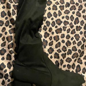 Black knee high suede boots